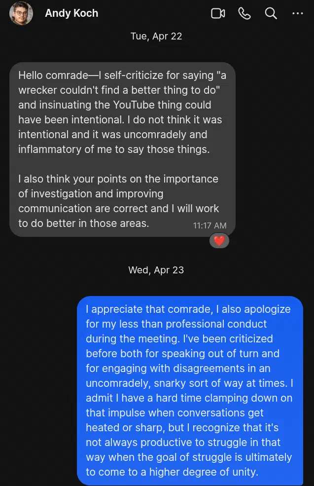 Andy self-criticism screenshot