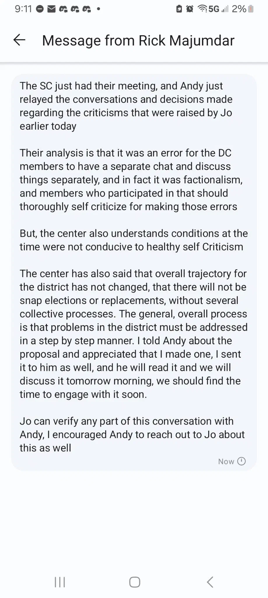 Screenshot of Signal chat