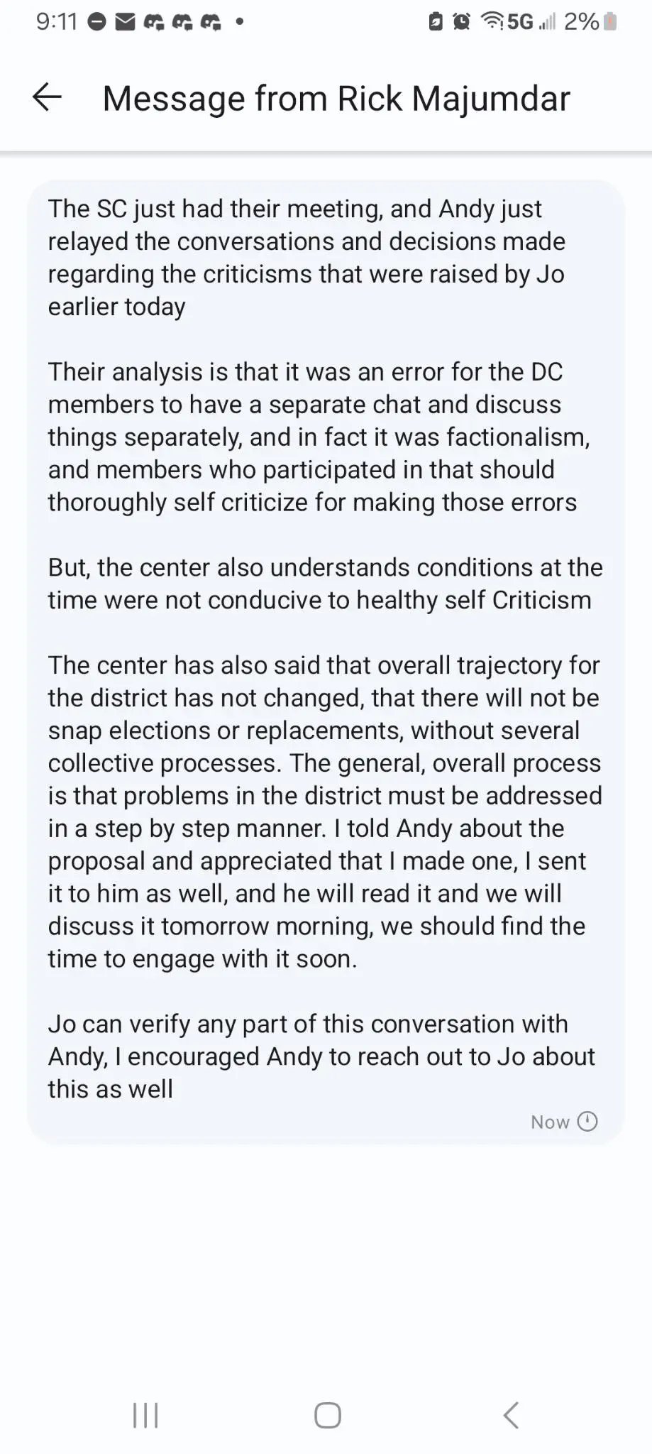 Screenshot of Signal chat