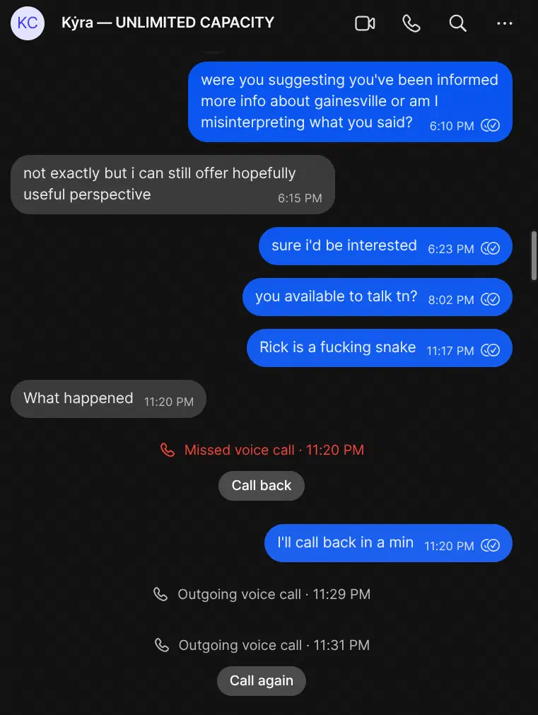 Screenshot of conversation